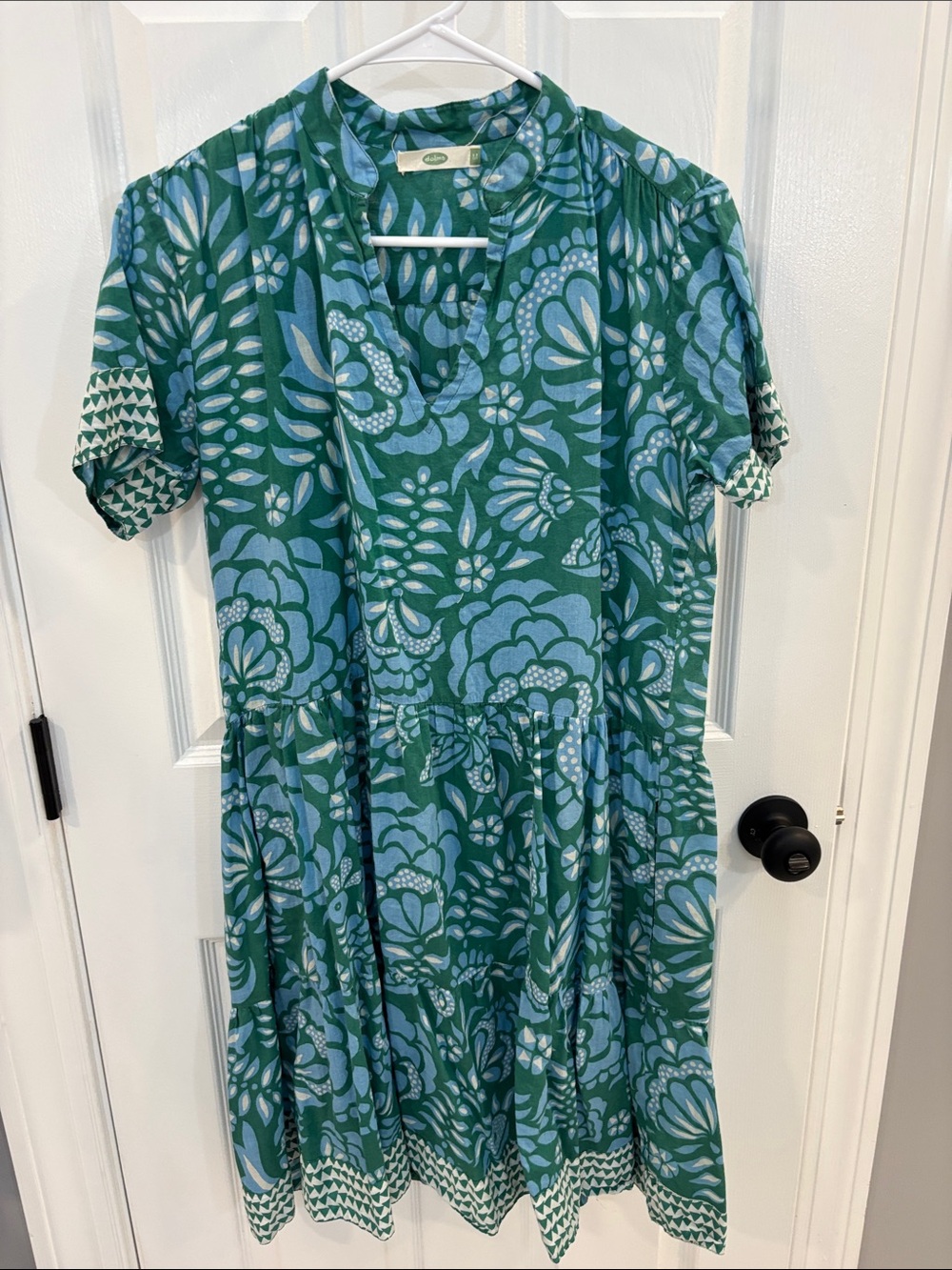 Women's Green & Light Blue Floral Mini Dress